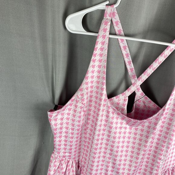 2 pc Womens XXL Pink Houndstooth Two-Piece Athletic Golf Tennis Dress & Shorts - Picture 3 of 16